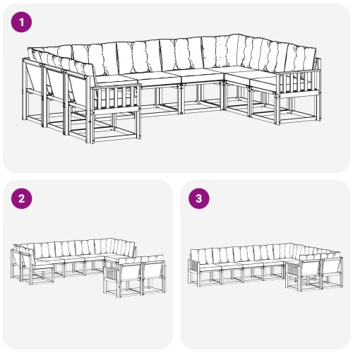 Комплект дивани за открито 9 pcs Бяло и светлосиво