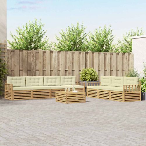 Комплект дивани за открито 8 pcs Бяло и кремаво 79 x 79 x 37 см