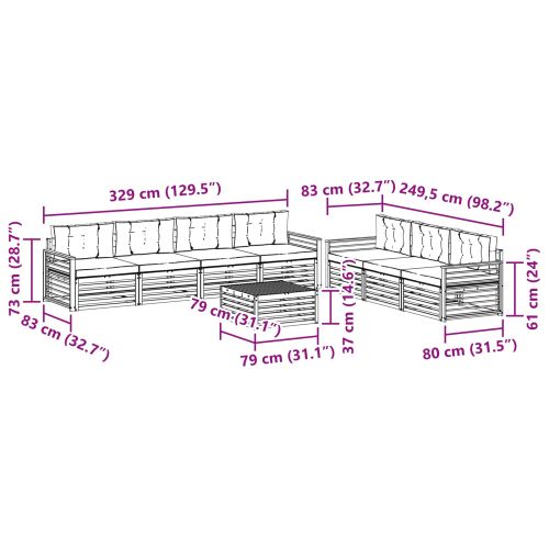 Комплект дивани за открито 8 pcs Бяло и Бежово 79 x 79 x 37 см