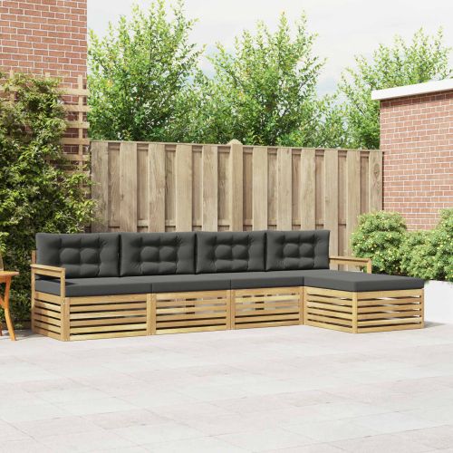 Комплект дивани за открито 5 pcs Бяло и антрацит Полиестер