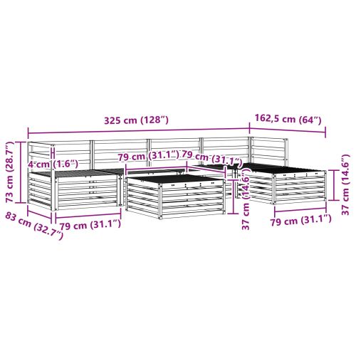 Комплект дивани за открито 6 pcs Бяло 79 x 79 x 37 см