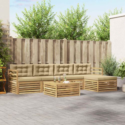 Комплект дивани за открито 6 pcs Бяло и Бежово 79 x 79 x 37 см