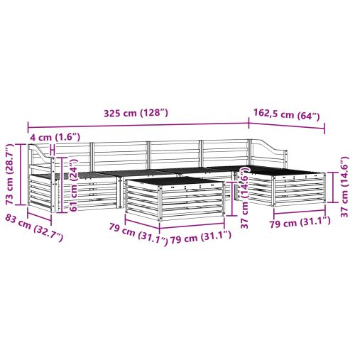 Комплект дивани за открито 6 pcs Бяло 79 x 79 x 37 см