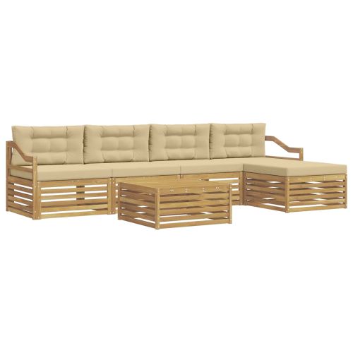 Комплект дивани за открито 6 pcs Бяло и Бежово 79 x 79 x 37 см