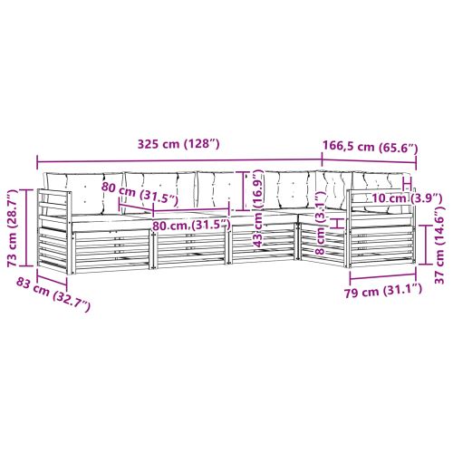 Комплект дивани за открито 5 pcs Бяло и Бежово Полиестер
