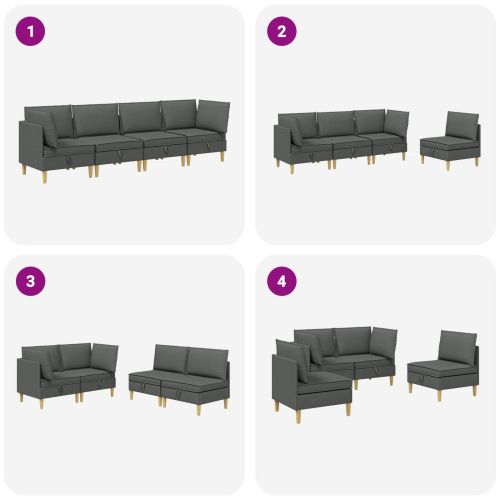 Комплект мебели за всекидневна 4 pcs Тъмносиво Текстил