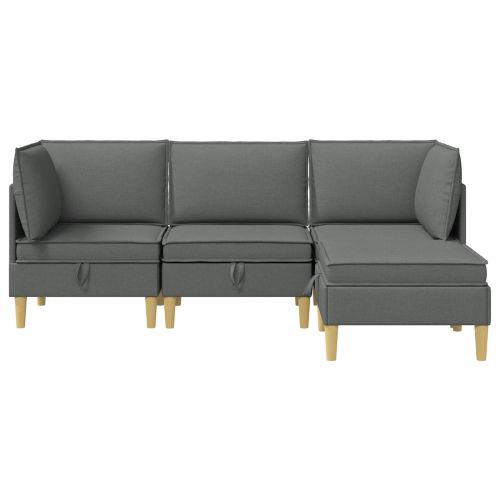 Комплект мебели за всекидневна 4 pcs Тъмносиво Текстил