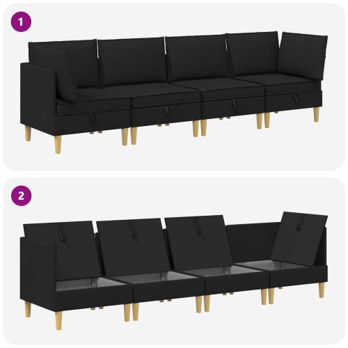 Комплект мебели за всекидневна 4 pcs Черно Текстил