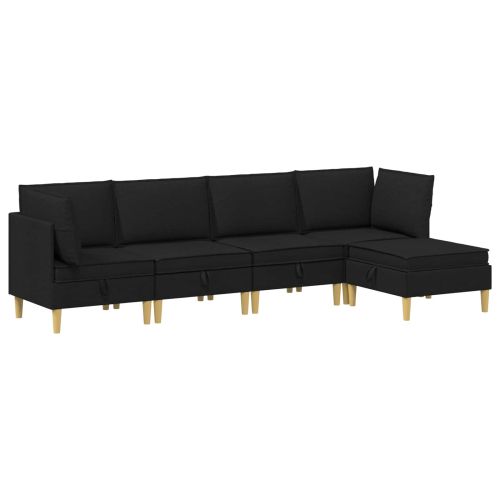 Комплект мебели за всекидневна 5 pcs Черно Текстил