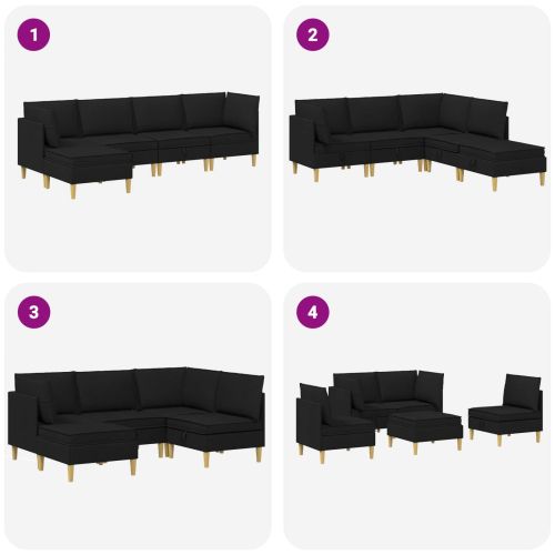 Комплект мебели за всекидневна 5 pcs Черно Текстил