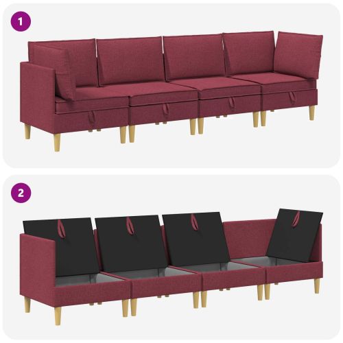 Комплект мебели за всекидневна 4 pcs Виненочервен Текстил