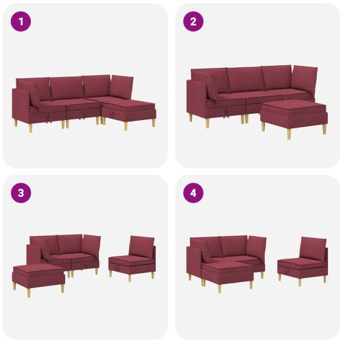 Комплект мебели за всекидневна 4 pcs Виненочервен Текстил