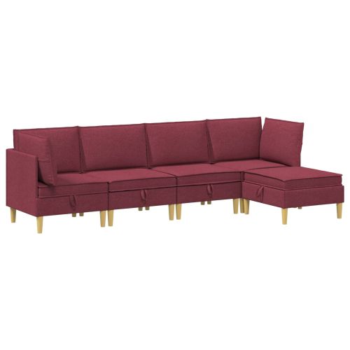 Комплект мебели за всекидневна 5 pcs Виненочервен Текстил