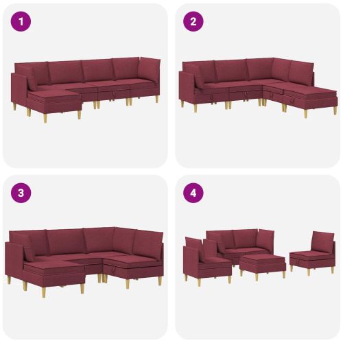 Комплект мебели за всекидневна 5 pcs Виненочервен Текстил