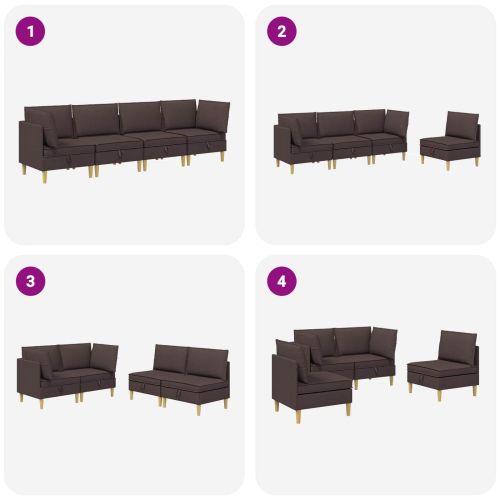 Комплект мебели за всекидневна 4 pcs Тъмен кафяв Текстил
