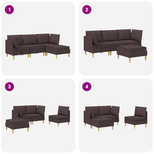 Комплект мебели за всекидневна 4 pcs Тъмен кафяв Текстил