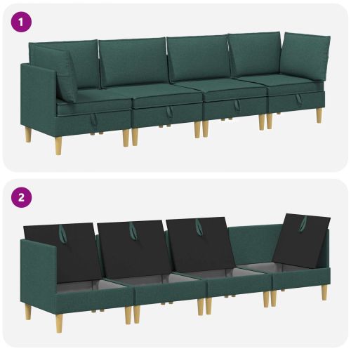 Комплект мебели за всекидневна 4 pcs Тъмнозелено Текстил