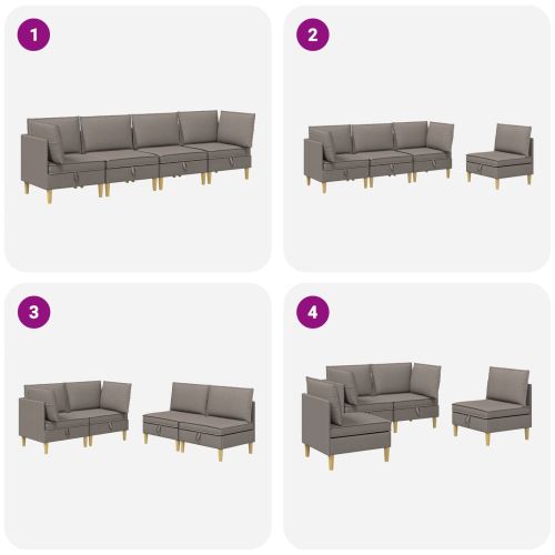 Комплект мебели за всекидневна 4 pcs Таупе Текстил