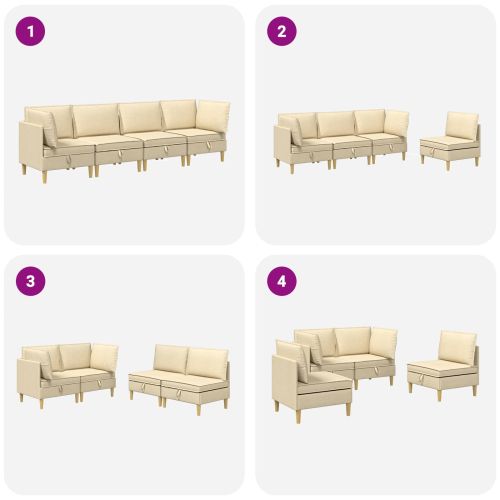 Комплект мебели за всекидневна 4 pcs Кремаво Текстил