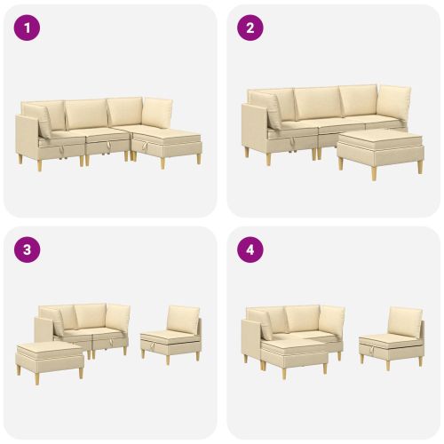 Комплект мебели за всекидневна 4 pcs Кремаво Текстил