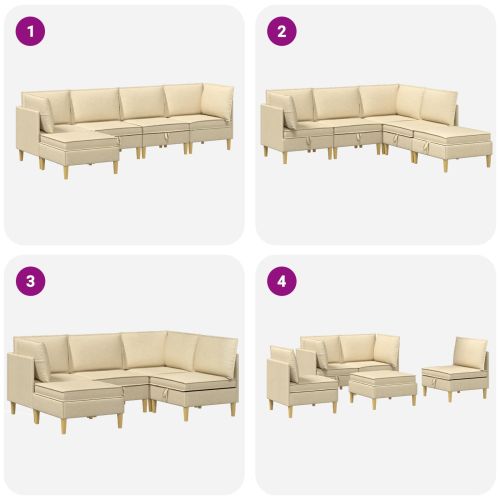 Комплект мебели за всекидневна 5 pcs Кремаво Текстил