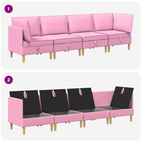 Комплект мебели за всекидневна 4 pcs Розово Текстил