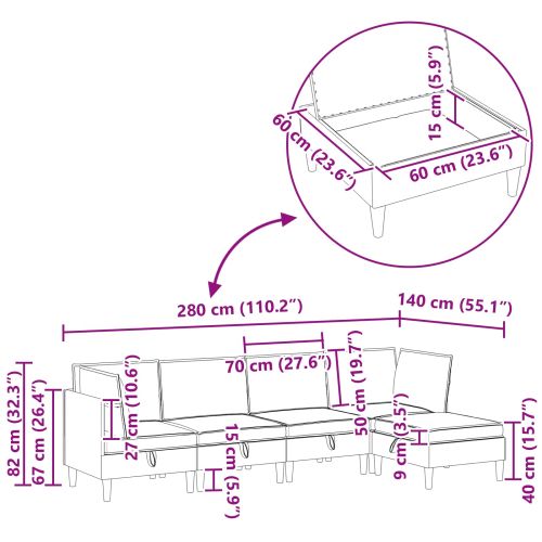 Комплект мебели за всекидневна 5 pcs Розово Текстил
