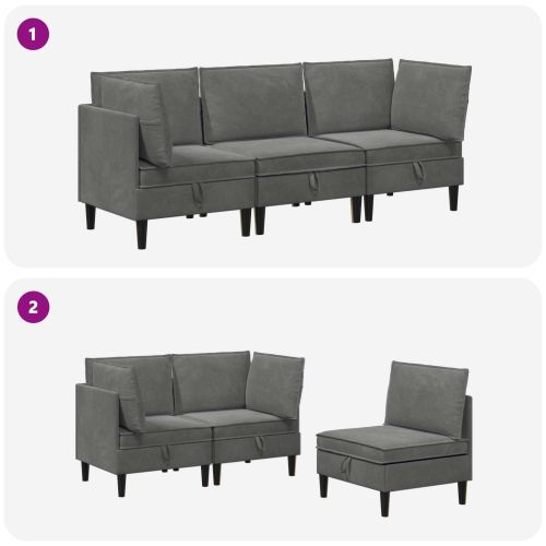 Комплект мебели за всекидневна 3 pcs Тъмносиво Кадифе
