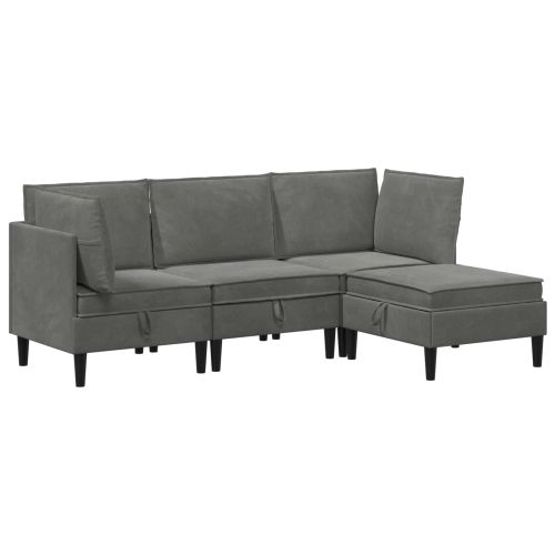 Комплект мебели за всекидневна 4 pcs Тъмносиво Кадифе