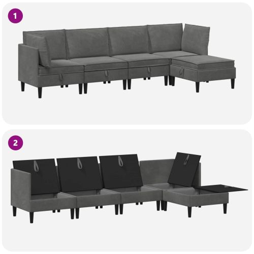 Комплект мебели за всекидневна 5 pcs Тъмносиво Кадифе