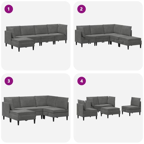 Комплект мебели за всекидневна 5 pcs Тъмносиво Кадифе
