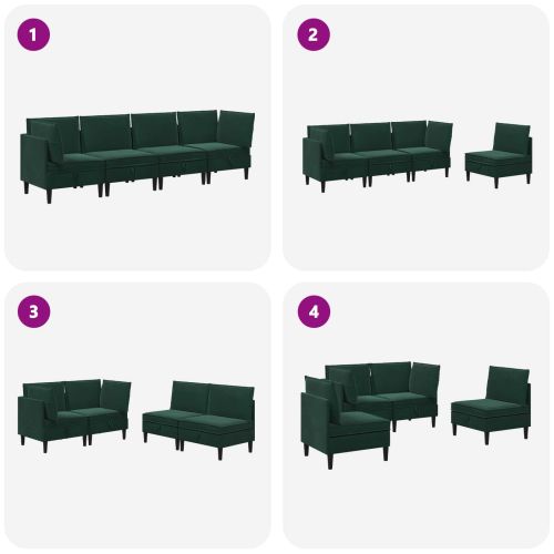 Комплект мебели за всекидневна 4 pcs Тъмнозелено Кадифе