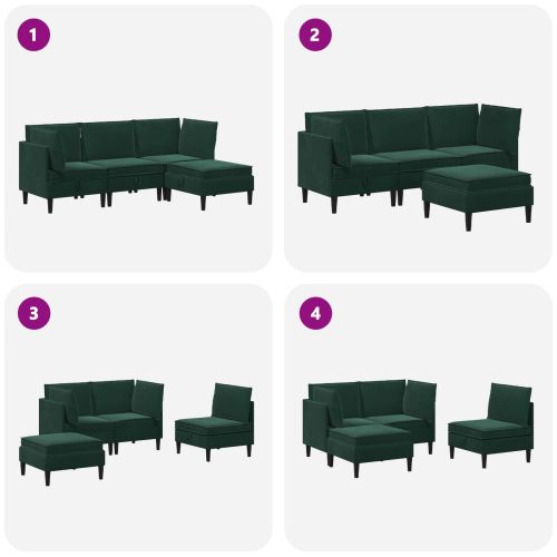 Комплект мебели за всекидневна 4 pcs Тъмнозелено Кадифе
