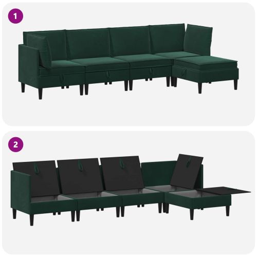 Комплект мебели за всекидневна 5 pcs Тъмнозелено Кадифе