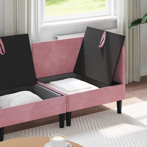Комплект мебели за всекидневна 4 pcs Розово Кадифе