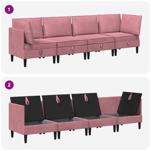 Комплект мебели за всекидневна 4 pcs Розово Кадифе