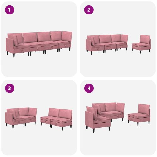Комплект мебели за всекидневна 4 pcs Розово Кадифе