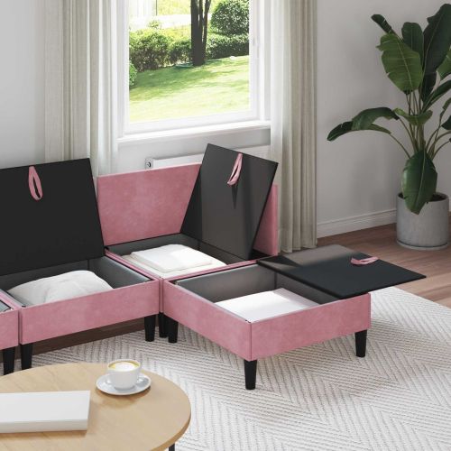 Комплект мебели за всекидневна 4 pcs Розово Кадифе