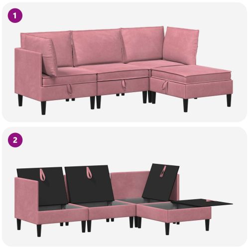Комплект мебели за всекидневна 4 pcs Розово Кадифе