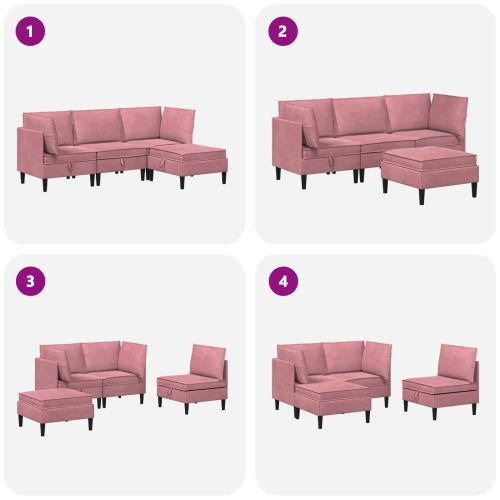 Комплект мебели за всекидневна 4 pcs Розово Кадифе