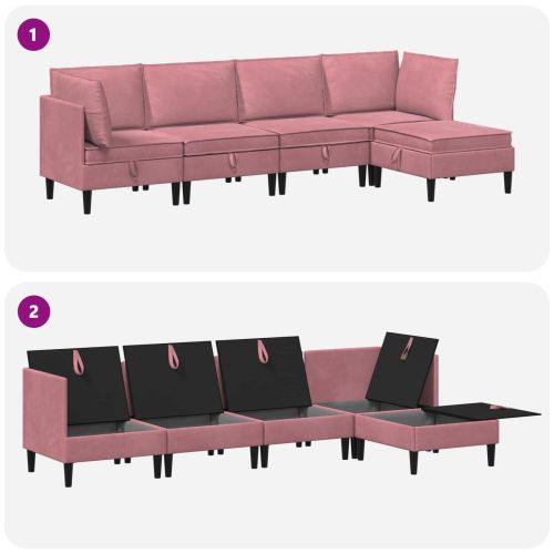 Комплект мебели за всекидневна 5 pcs Розово Кадифе