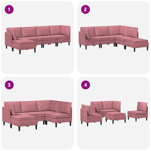 Комплект мебели за всекидневна 5 pcs Розово Кадифе