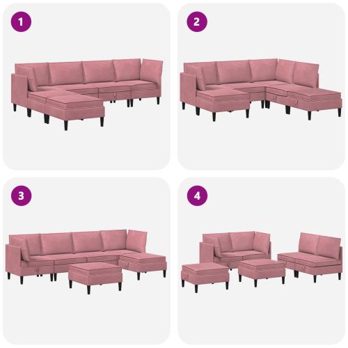 Комплект мебели за всекидневна 6 pcs Розово Кадифе