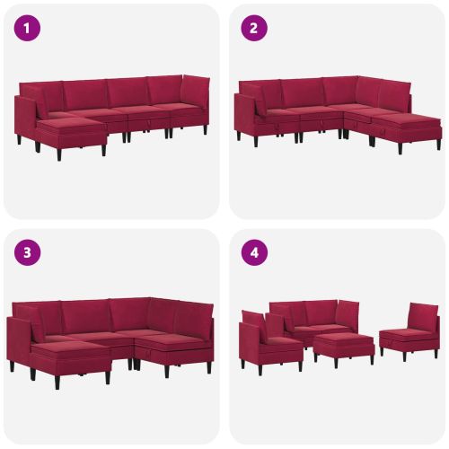 Комплект мебели за всекидневна 5 pcs Виненочервен Кадифе
