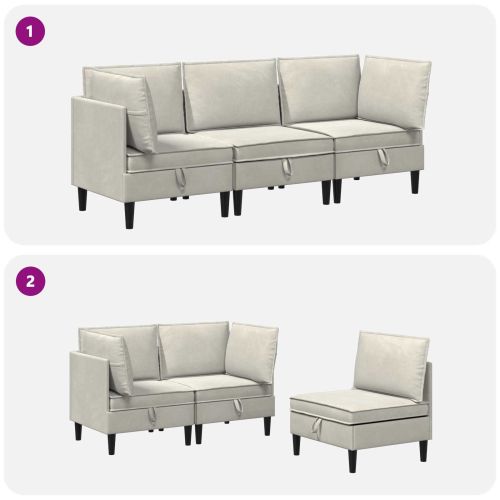 Комплект мебели за всекидневна 3 pcs Кремаво Кадифе