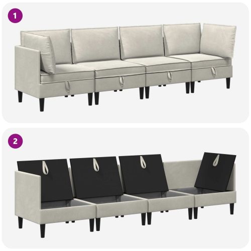 Комплект мебели за всекидневна 4 pcs Кремаво Кадифе