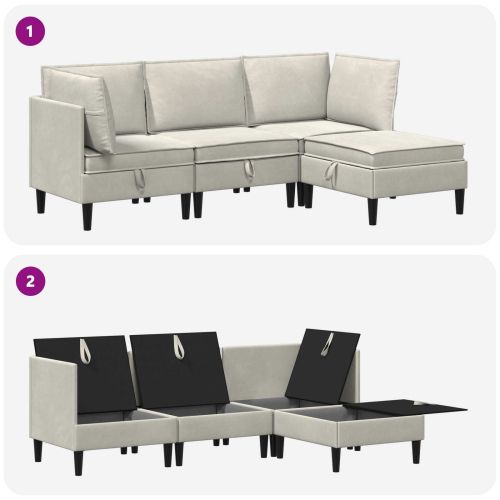 Комплект мебели за всекидневна 4 pcs Кремаво Кадифе