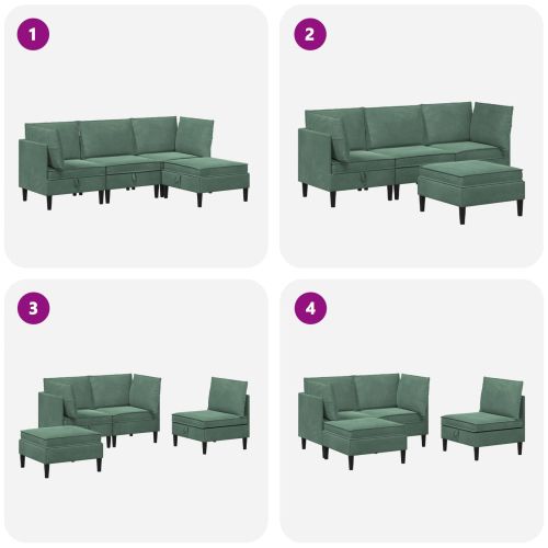 Комплект мебели за всекидневна 4 pcs Морско зелено Кадифе