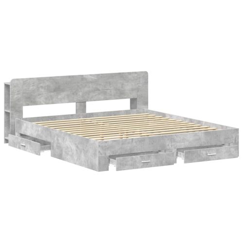 Леглово рамо с хранилище с таблото Бетонно сиво 200 x 200 cm