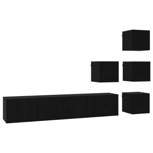 Комплект ТВ шкаф 6 pcs 80 x 30 x 30 см Черен дъб